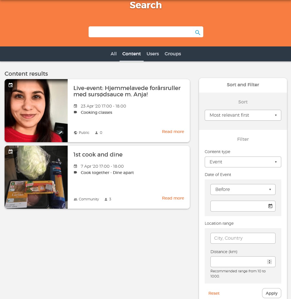 Search event
